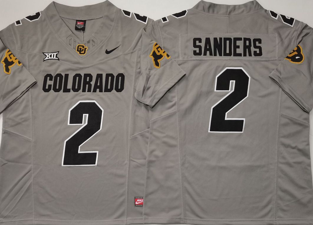 Men Colorado Buffaloes #2 Sanders Grey 2025 Nike Limited NCAA Jersey->more ncaa teams->NCAA Jersey